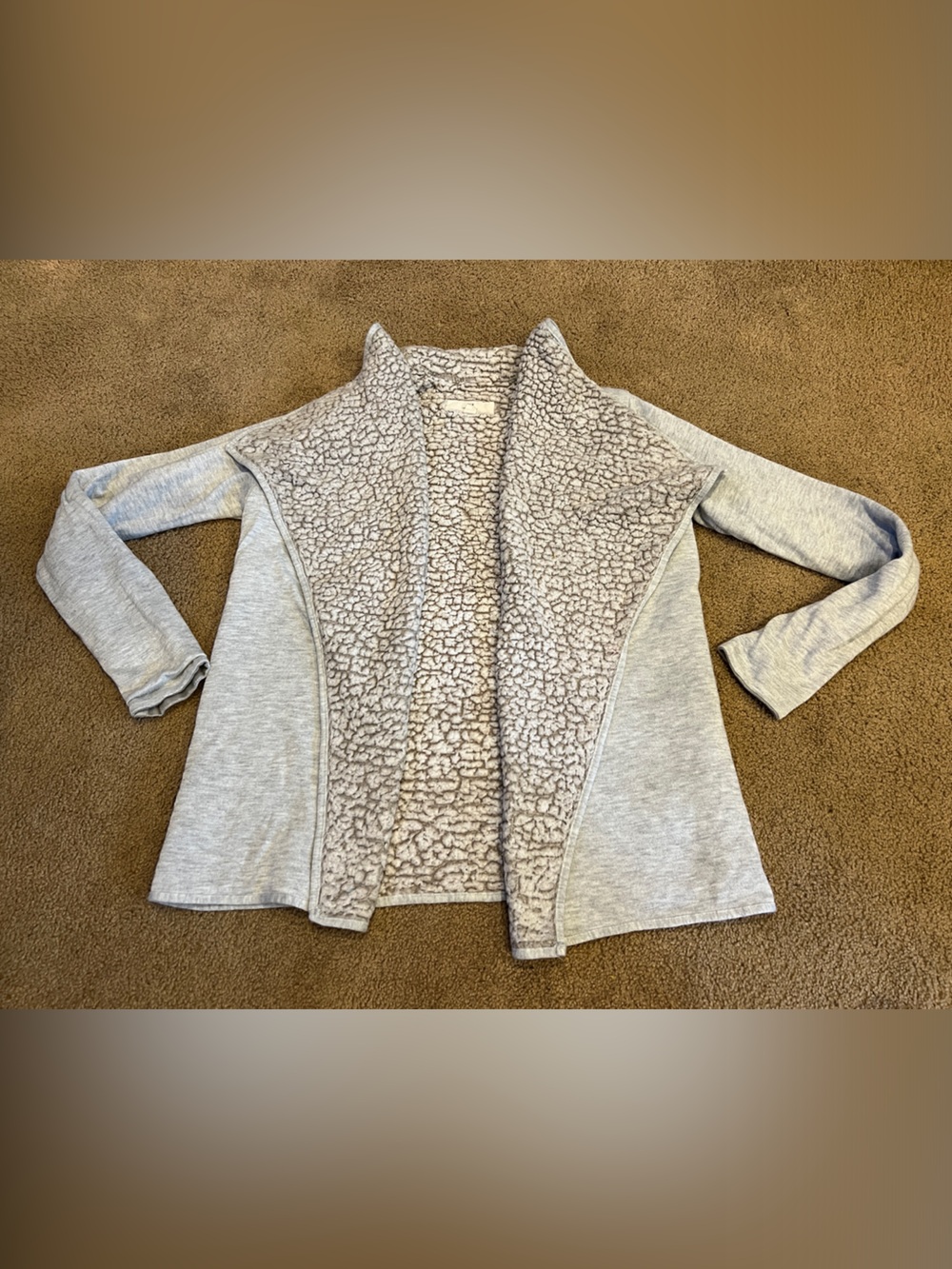 Thread & Supply Heather Gray Sherpa-Lined Open Cardigan